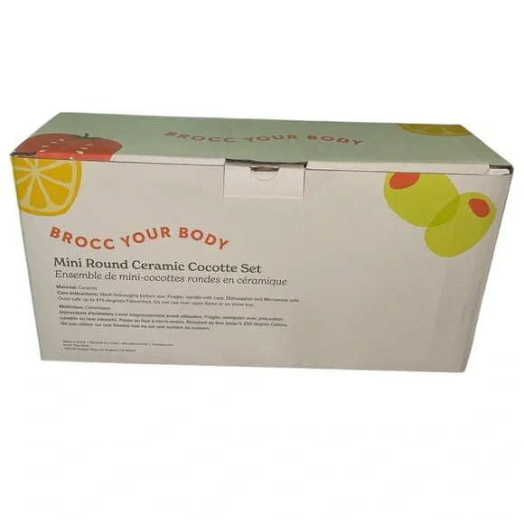 Brocc Your Body Mini Round Ceramic Cocotte Set of 2 NIB - Picture 6 of 14